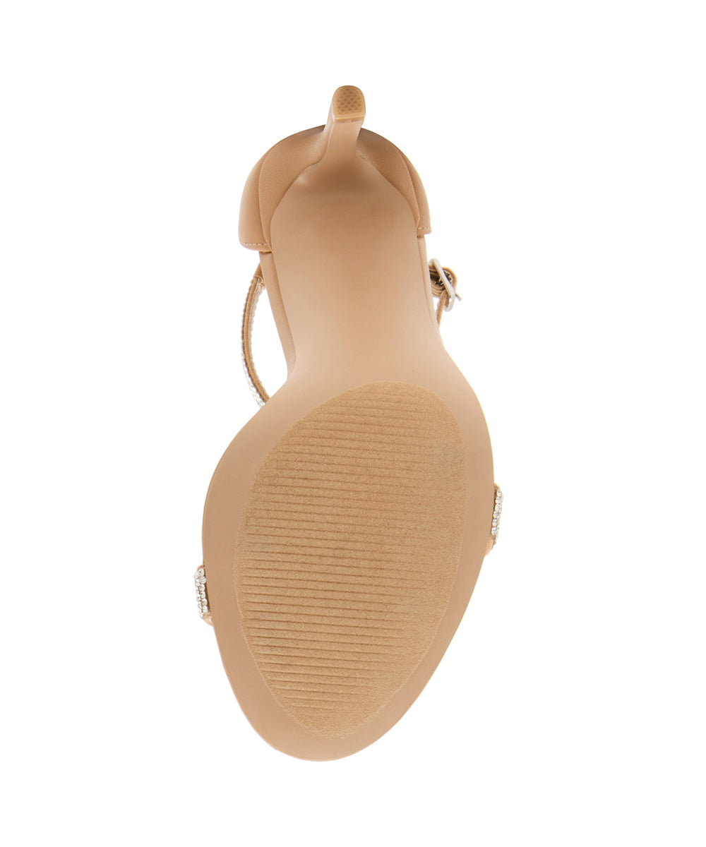 Sandalias de tacón Brazen-R beige con brillantes