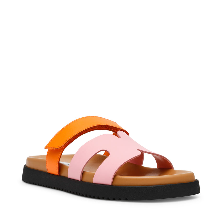 Sandalias Planas Missile Naranjadas Con Rosa