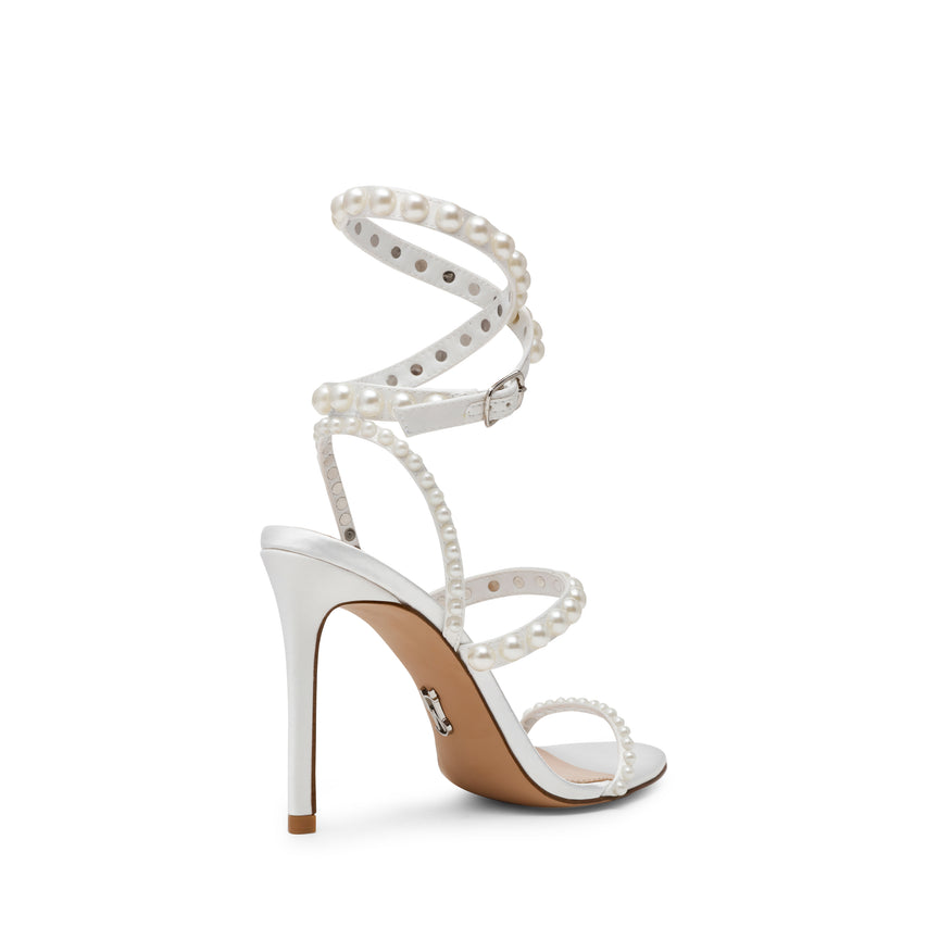 Sandalias de tacón Teena Blancas con perlas