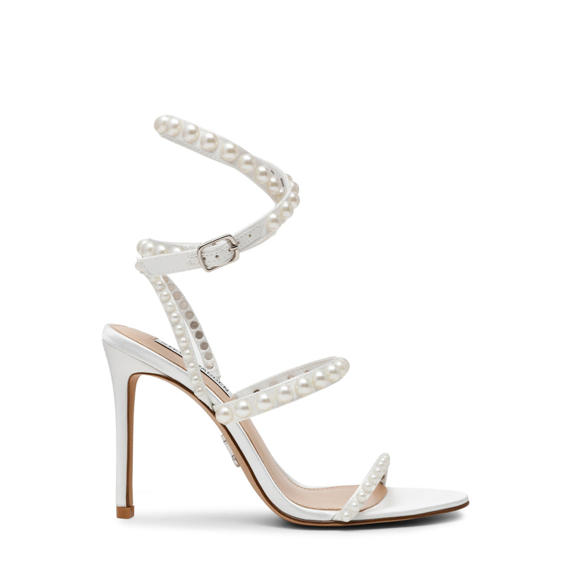 Sandalias de tacón Teena Blancas con perlas
