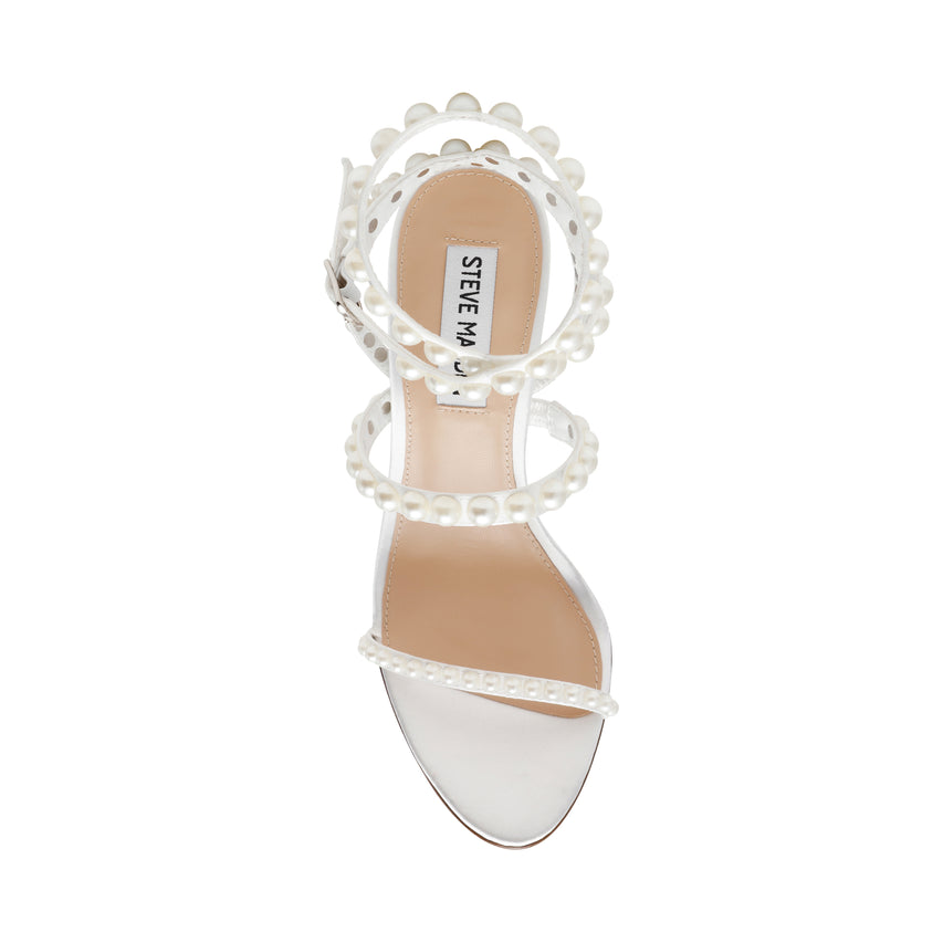 Sandalias de tacón Teena Blancas con perlas
